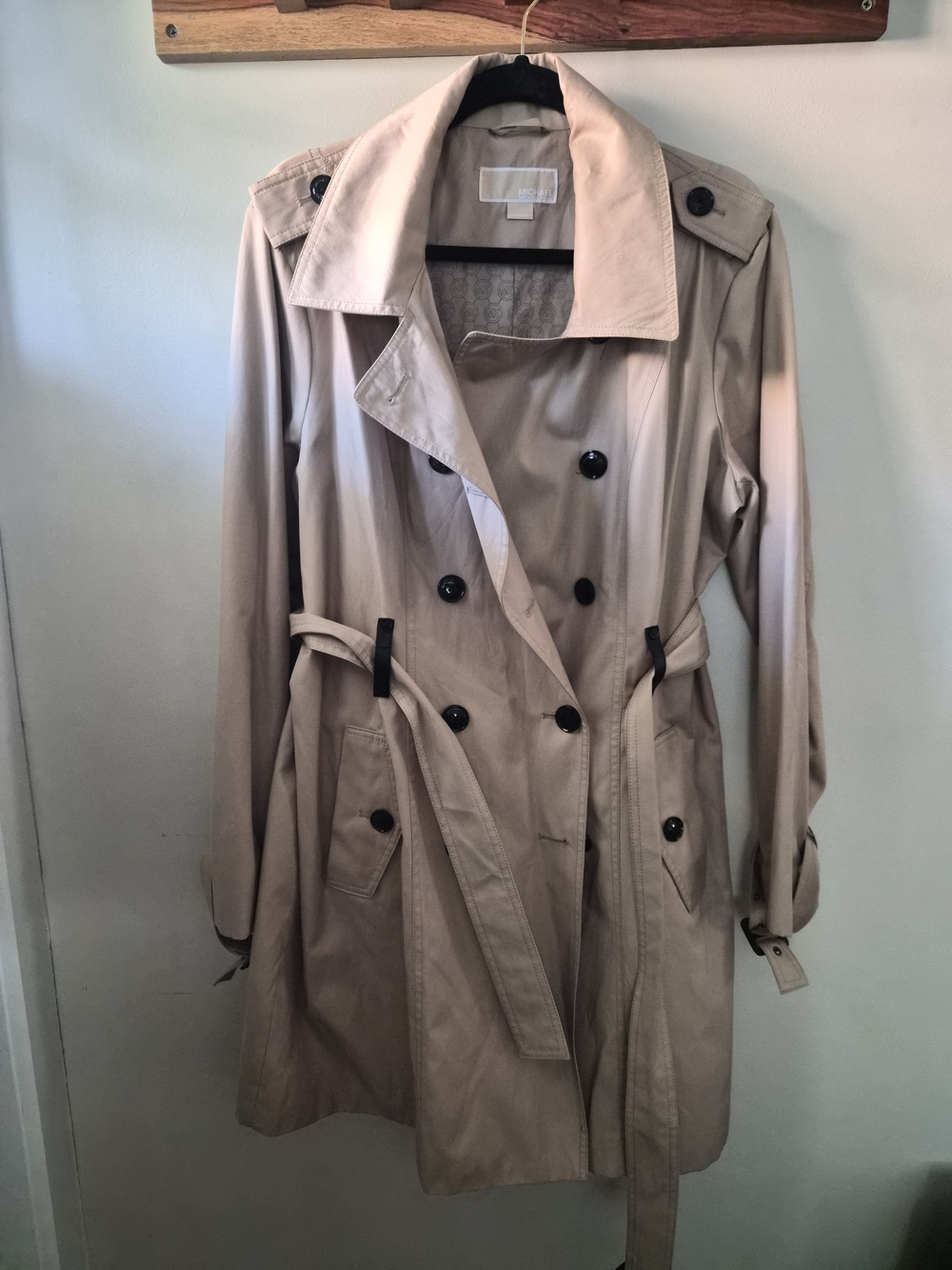 Michael Kors Beige Double-Breasted Trench Coat